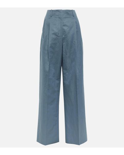 The Row Pantalon Gaugin en coton et ramie - Bleu