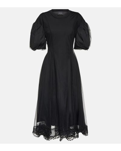 Simone Rocha Vestido midi de algodon - Negro