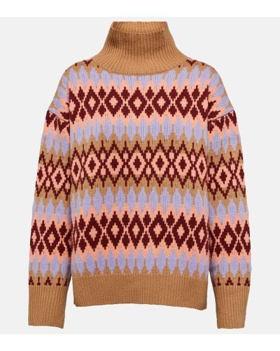 Jardin Des Orangers Intarsia Wool And Cashmere Turtleneck Sweater - Red