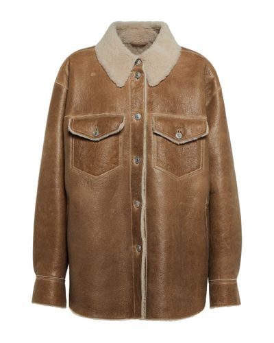 Isabel Marant Amory Leather And Shearling Jacket - Brown