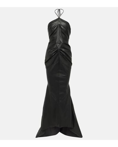 Maticevski Ambergris Draped Leather Gown - Black