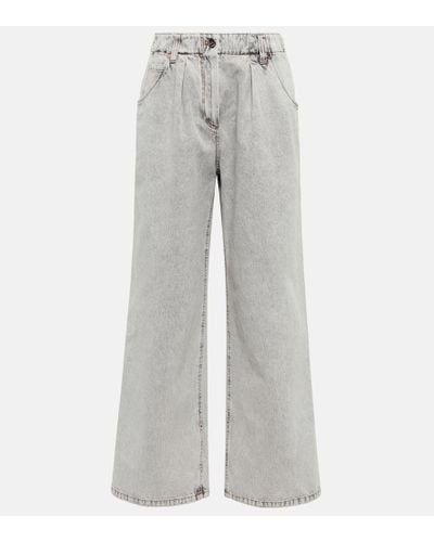 Brunello Cucinelli High-rise Wide-leg Jeans - Gray