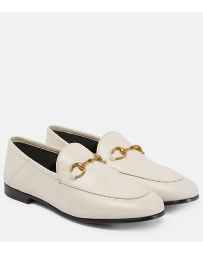 Gucci Brixton Loafers Aus Leder Mit Horsebit-detail Und Einklappbarer Fersenpartie - Natur