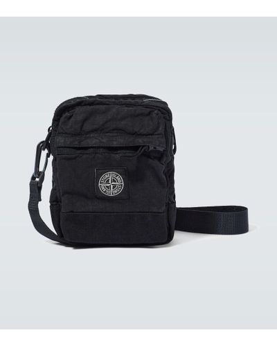 Stone Island Compass Linen-blend Crossbody Bag - Black