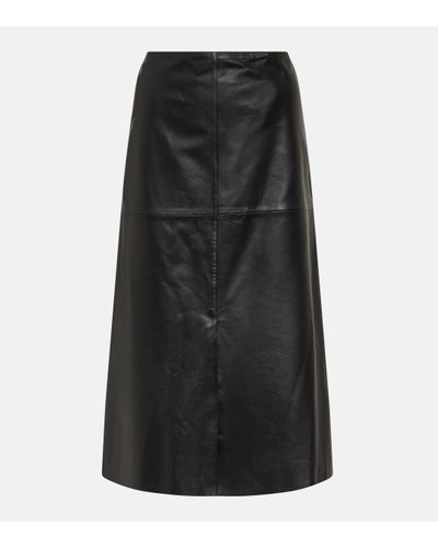 JOSEPH Sidena Leather Midi Skirt - Black