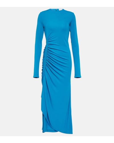 Givenchy Ruched Crepe Midi Dress - Blue