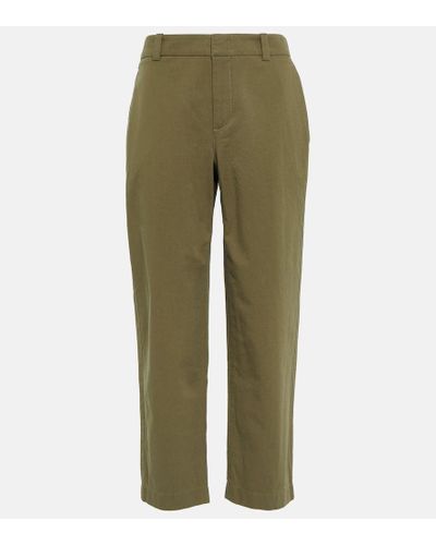 Vince Mid-rise Cropped Cotton Pants - Green