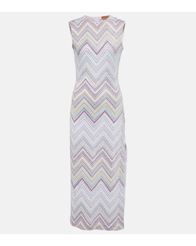 Missoni Vestido midi de punto zigzag - Blanco