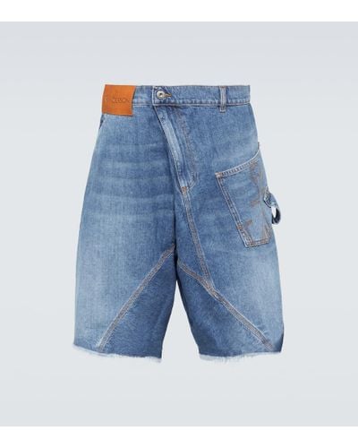 JW Anderson Shorts Twisted di jeans a vita bassa - Blu