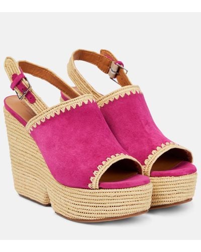 Robert Clergerie Damya Suede Wedge Sandals - Pink