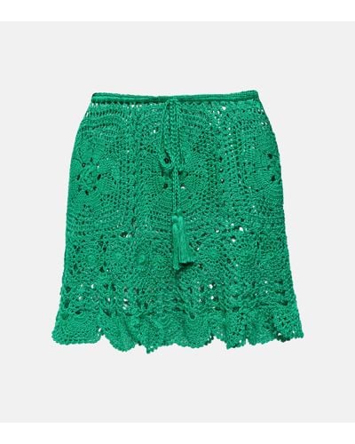 Anna Kosturova Mini-jupe en crochet de coton - Vert
