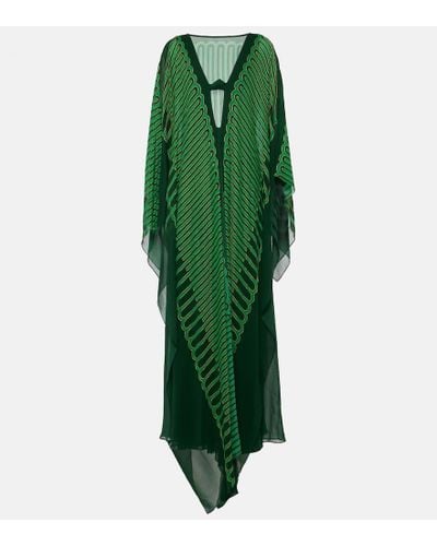 Johanna Ortiz Printed Silk Georgette Kaftan - Green