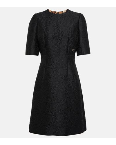 Dolce & Gabbana Floral Jacquard Midi Dress - Black