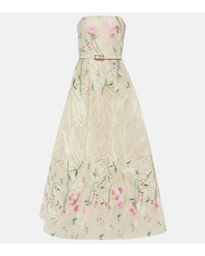 Elie Saab Embroidered Strapless Gown - White