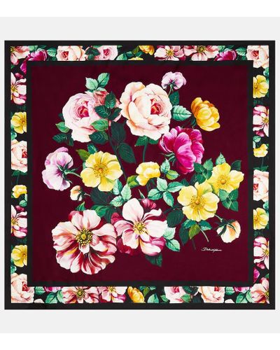 Dolce & Gabbana Panuelo de saten de seda floral - Multicolor