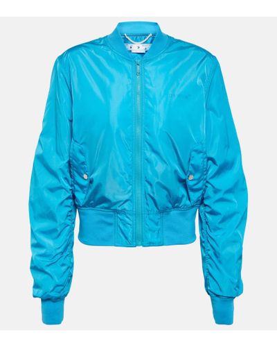 Off-White c/o Virgil Abloh Logo Bomber Jacket - Blue