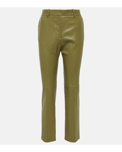 JOSEPH Coleman Leather Straight Pants - Green