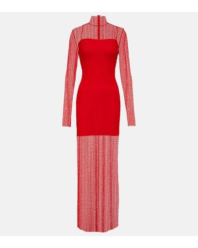 Givenchy Vestido largo de encaje con 4G - Rojo