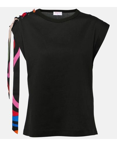 Emilio Pucci T-shirt en coton et soie - Noir