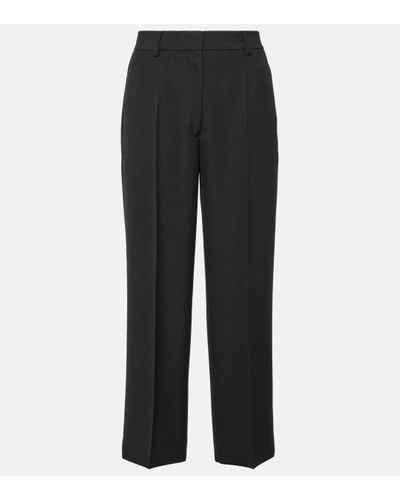 Totême Cropped Straight Trousers - Black