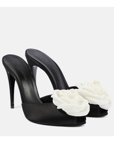 Magda Butrym Floral-applique Satin Peep-toe Court Shoes - Black