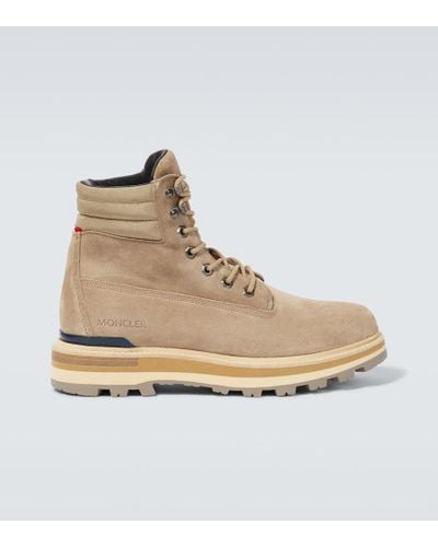 Moncler Peka Leather Lace-Up Hiking Boots - Natural