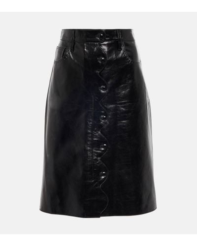 Citizens of Humanity Scallop Leather Midi Skirt - Black