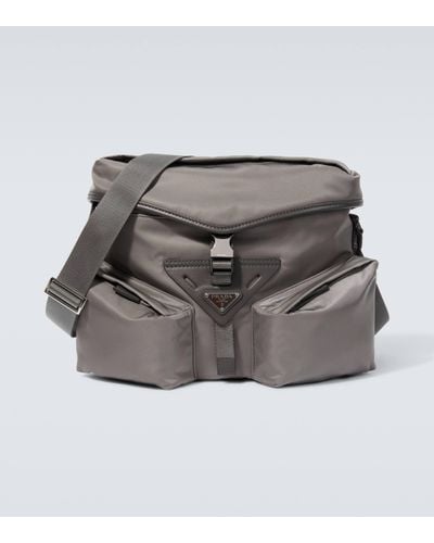Prada Re-nylon Leather-trimmed Crossbody Bag - Grey