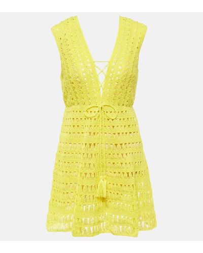 Anna Kosturova Bianca Cotton Crochet Minidress - Yellow
