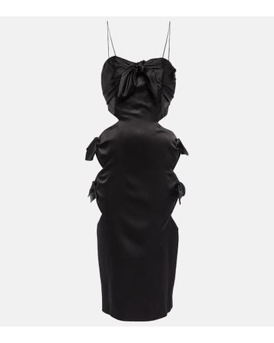 Alessandra Rich Cut-out Silk-blend Midi Dress - Black