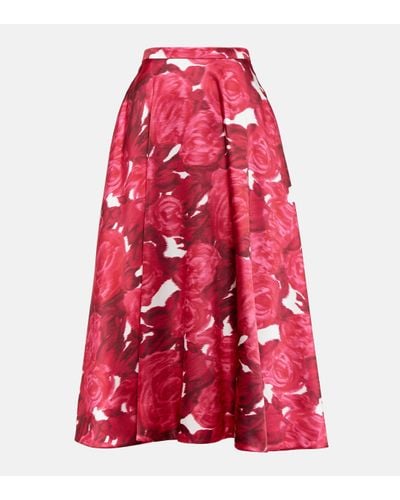 Valentino Printed Midi Skirt - Red