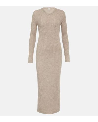 Totême Ribbed-knit Wool Maxi Dress - Natural