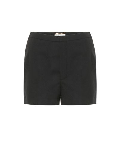 Saint Laurent High-rise Virgin Wool Shorts - Black