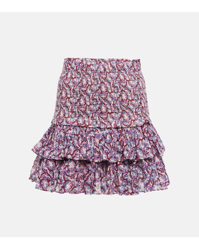 Isabel Marant Naomi Smocked Cotton Miniskirt - Purple