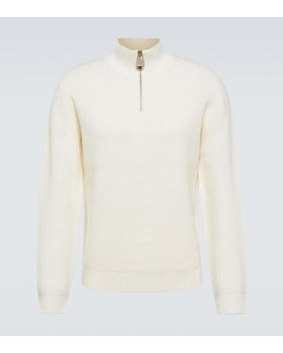 JW Anderson Pullover in lana con zip corta - Bianco