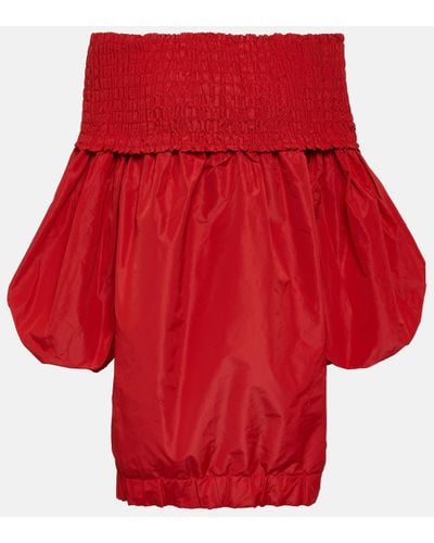 Patou Smocked Off-shoulder Crepe Minidress - Red