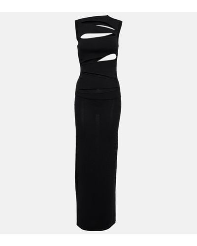 Christopher Esber Cutout Ribbed-knit Panelled Midi Dress - Black
