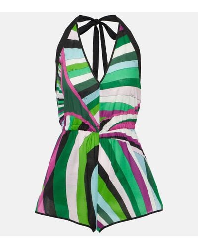 Emilio Pucci Jumpsuit corta Iride in cotone - Verde