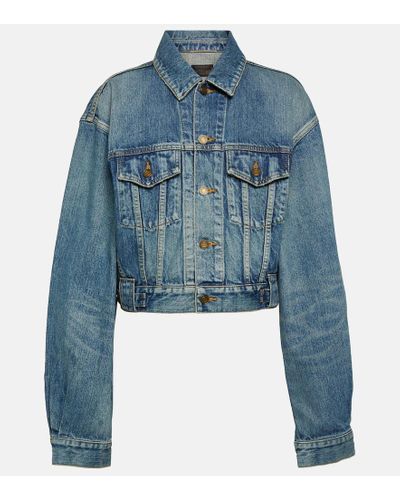 Saint Laurent Giacca di jeans cropped 80's - Blu