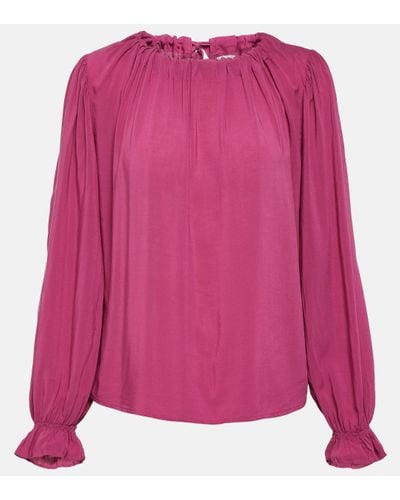 Velvet Bristol Challis Blouse - Pink