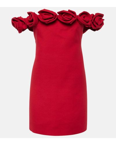 Valentino Vestido corto de Crepe Couture con apliques - Rojo