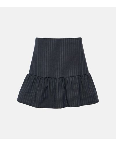 Ganni Striped Recycled-polyester-blend Mini Skirt - Grey