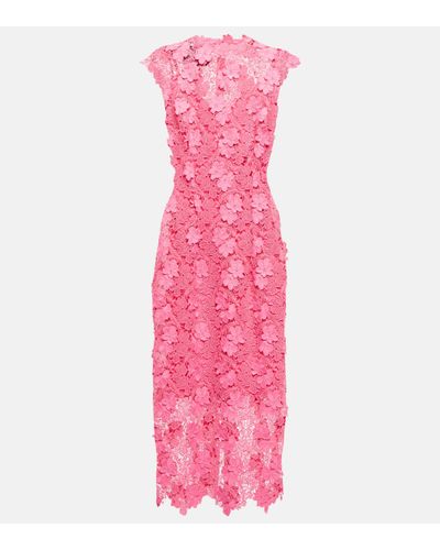 Monique Lhuillier Lace Midi Dress - Pink