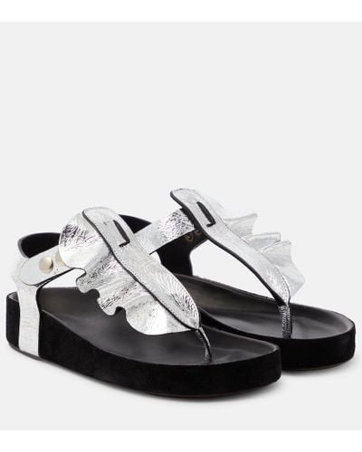 Isabel Marant Isela Metallic Leather Sandals - Black