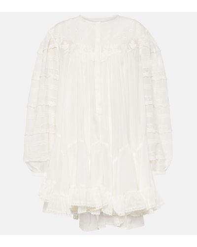 Isabel Marant Vestido corto Gyliane de algodon y seda - Blanco