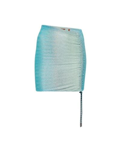Missoni Minifalda de punto en zigzag con cordon - Azul