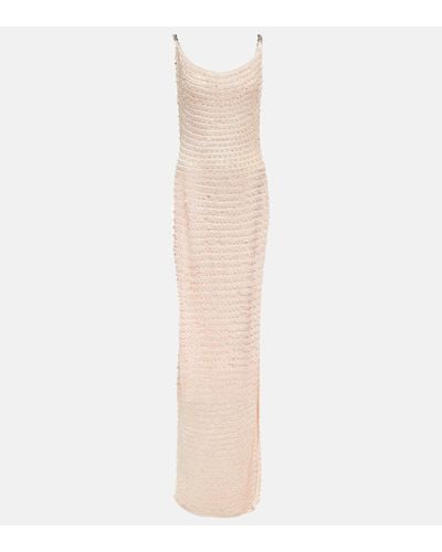 AYA MUSE Vatia Sequined Knitted Maxi Dress - White