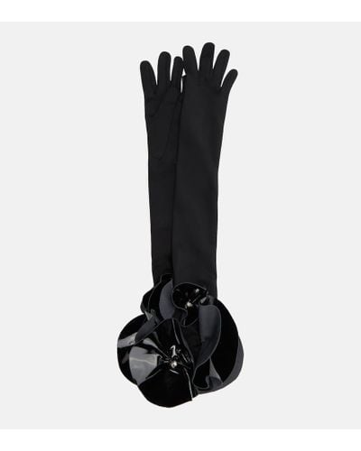 David Koma Floral-applique Gloves - Black
