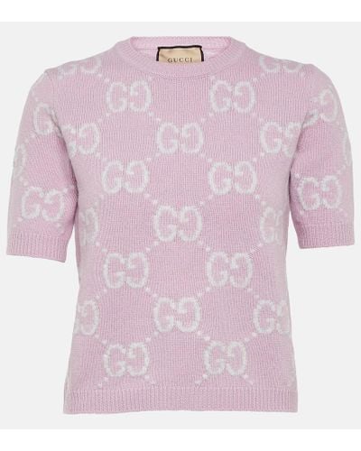 Gucci Top GG aus Wolle - Pink