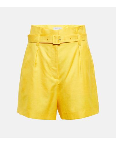 Gabriela Hearst Claudio Wool, Silk, And Linen Shorts - Yellow